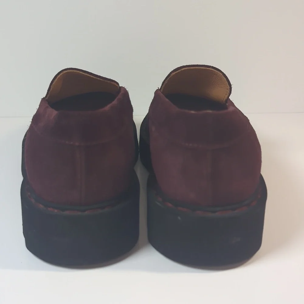 Aquatalia Suede Loafers Burgundy With Black Sole Size 9.5 - Picture 4 of 9